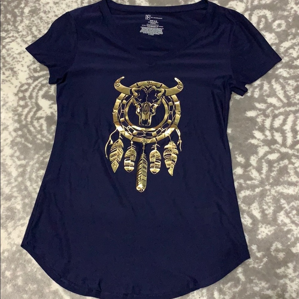 Gold foil dream catcher navy tee